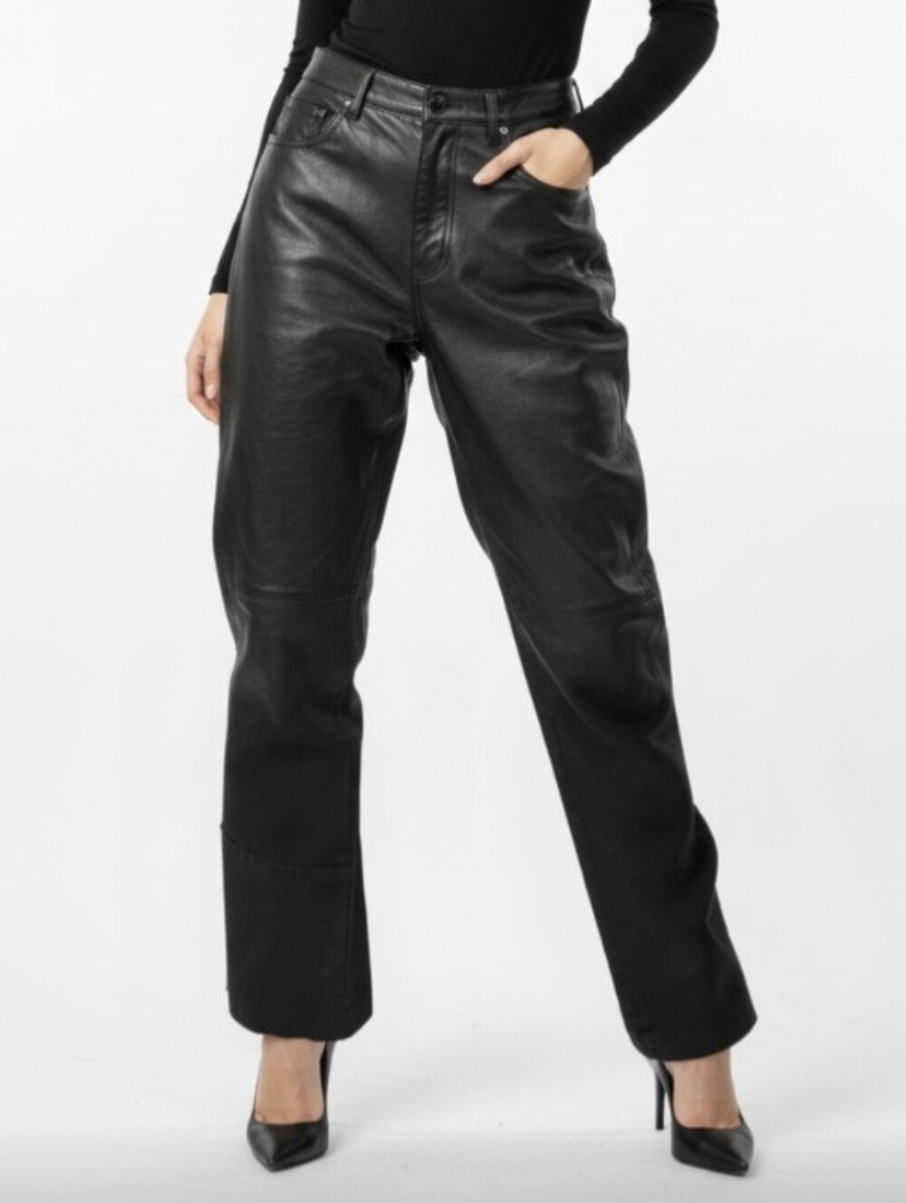 XOXO! LUXE BLACK GENUINE LEATHER, SOFT AND SUPPLE HIGH WAIST PANTS, SLACKS! SZ 8